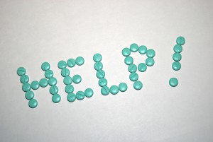 The word "help" spelled out