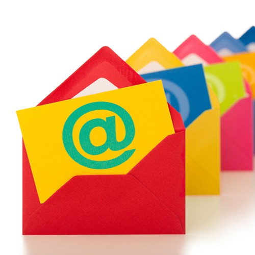 emails, colored envelopes with email symbol