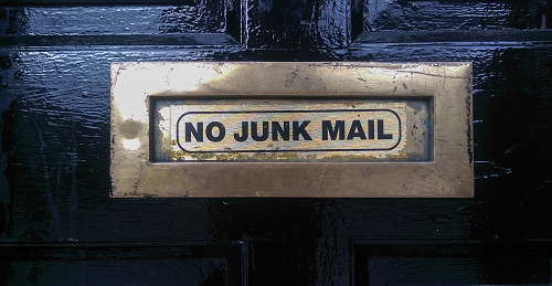 email, no junk mail notice