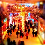 email advertising, ariel view of shopping mall during holiday season