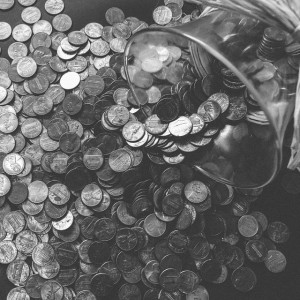 pile of coins, on a budget